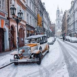 Praga: Recorrido en coche antiguo de 1,5 horas